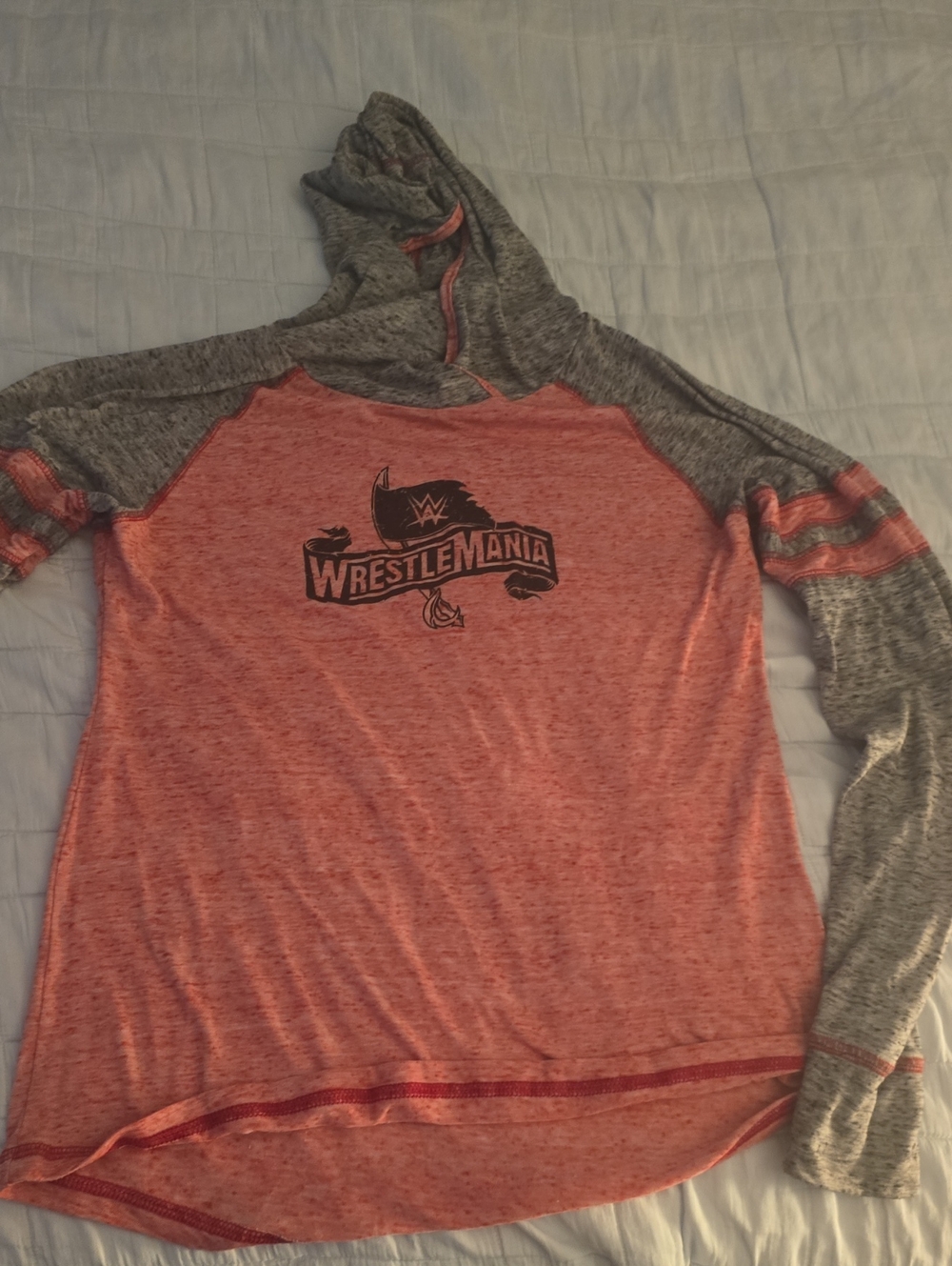 Coral & Heather Gray WrestleMania Hooded Raglan